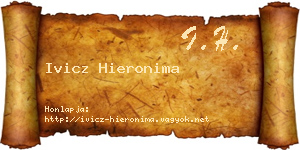 Ivicz Hieronima névjegykártya